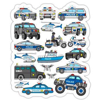 Police cars cop vehicles patrol cars police - Sticker size S (10 x 10 cm) - white matte - Front
