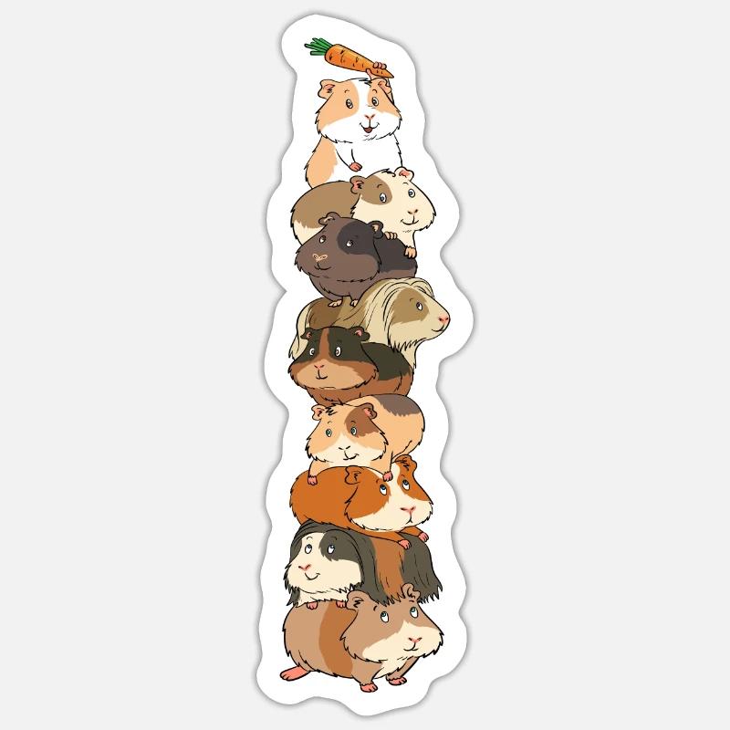 Tour de cochon d'Inde carotte feat pyramide - Sticker taille S (10 x 10 cm) - blanc mat