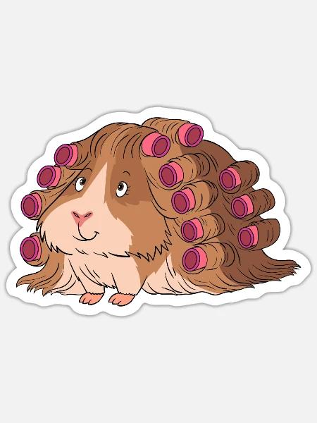 Meerschweinchen Locken Dauerwelle Langhaar - Sticker Größe S (10 x 10 cm) - Mattweiß
