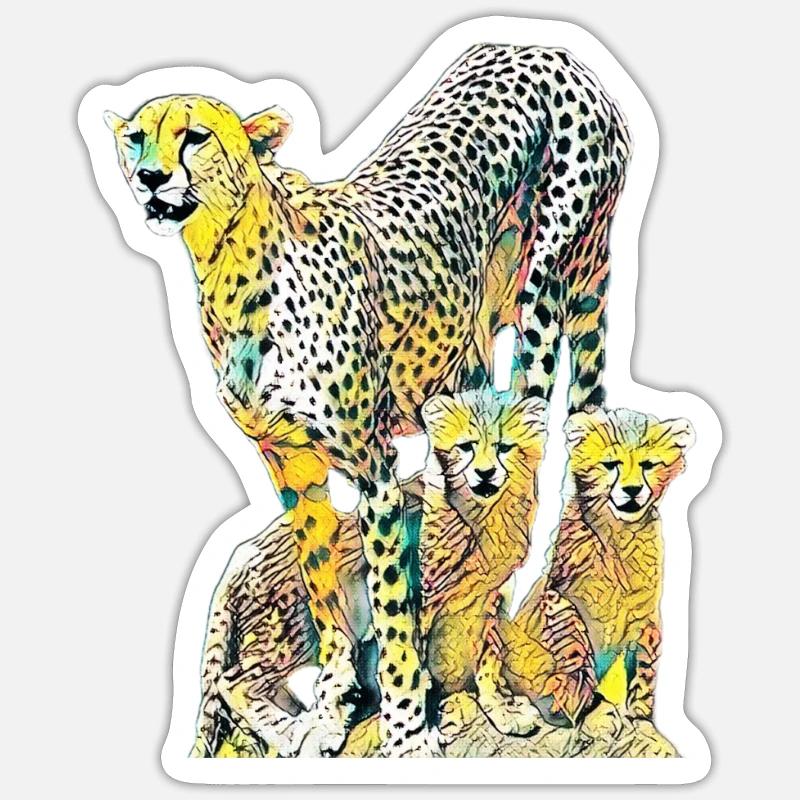 guépard - Sticker taille S (10 x 10 cm) - blanc mat