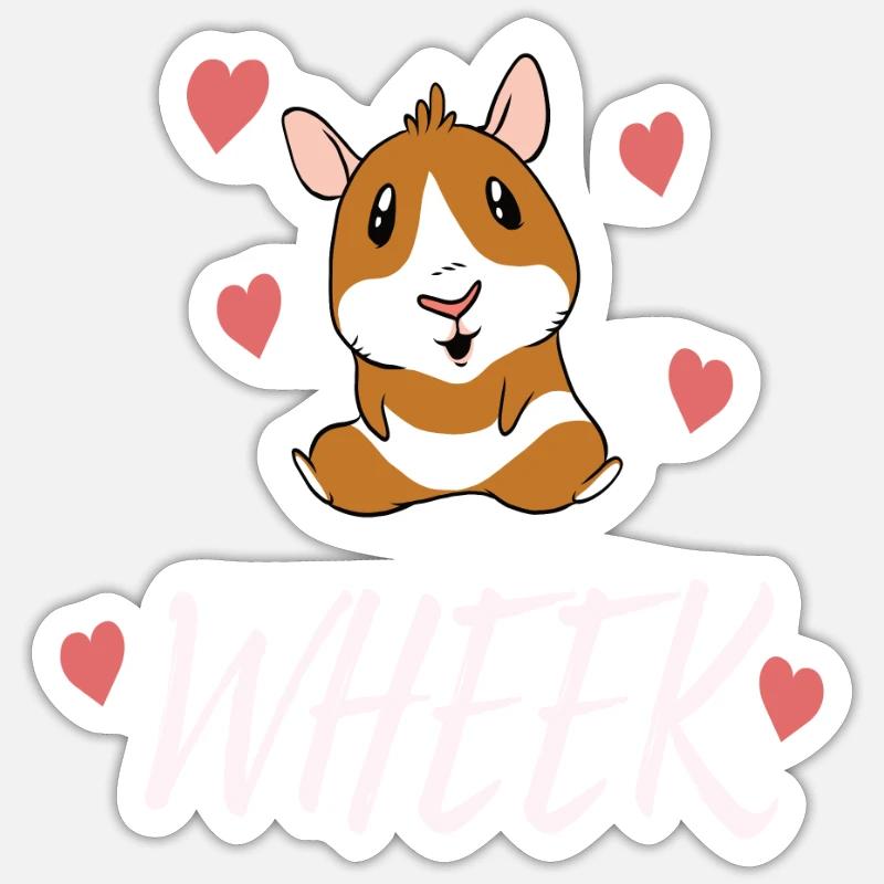 wheek cochon d'inde animal de compagnie cochon d'inde - Sticker taille S (10 x 10 cm) - blanc mat