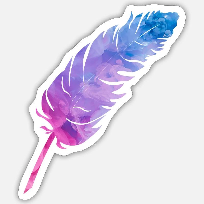 Plume colorée dans des tons violets Sticker taille S (10 x 10 cm)
