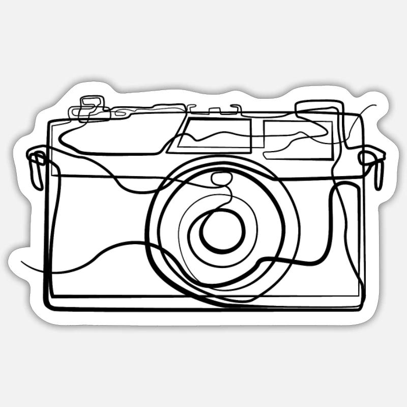 Camera - one line drawing - Sticker size S (10 x 10 cm) - white matte