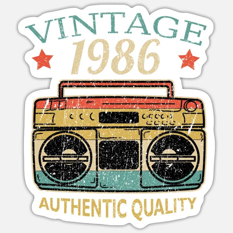 Vintage 1986 Radio Authentic Quality B-Day Gift Sticker size S (10 x 10 cm)