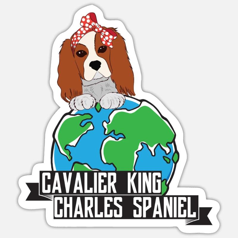 Cavalier King - Sticker taille S (10 x 10 cm) - blanc mat