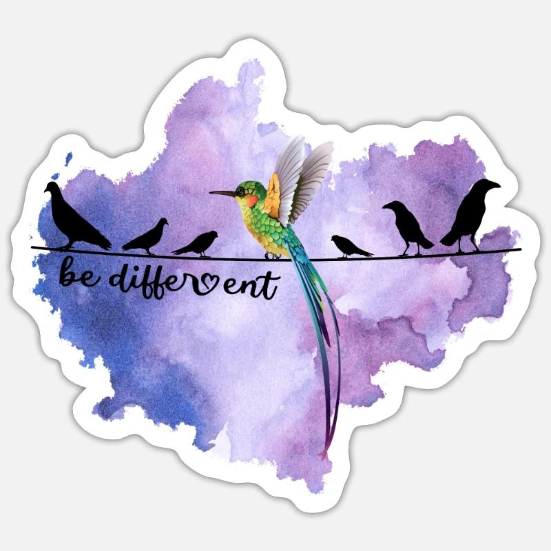 Be Different Süßes Vogel Colibri Sei Anders Spruch Sticker Größe S (10 x 10 cm)