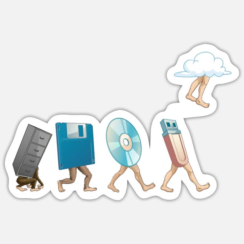Computer Engineering Software Diskette USB Wolke - Sticker Größe S (10 x 10 cm) - Mattweiß