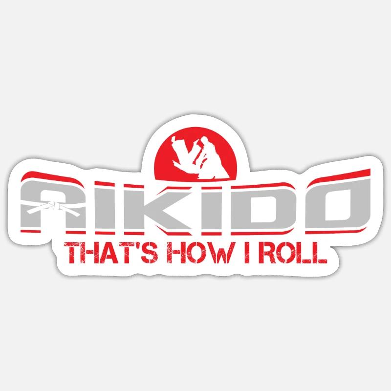 Aïkido - Sticker taille S (10 x 10 cm) - blanc mat