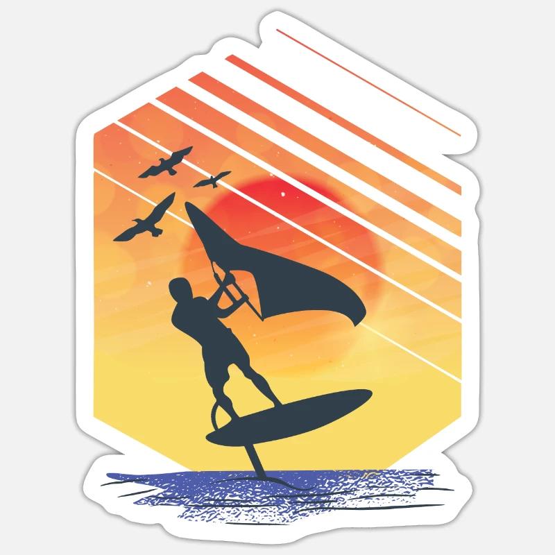 Idée cadeau Wing Foiling Surfing Surfer - Sticker taille S (10 x 10 cm) - blanc mat