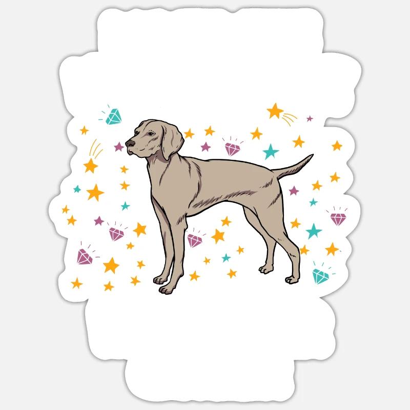 Weimaraner Glitzer Hunde Hundehalter Geschenk - Sticker Größe S (10 x 10 cm) - Mattweiß