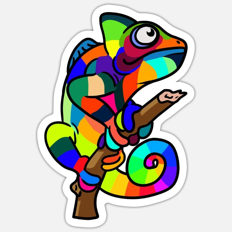 chameleon echse chamäleon exotisch bunt - Sticker Größe S (10 x 10 cm) - Mattweiß
