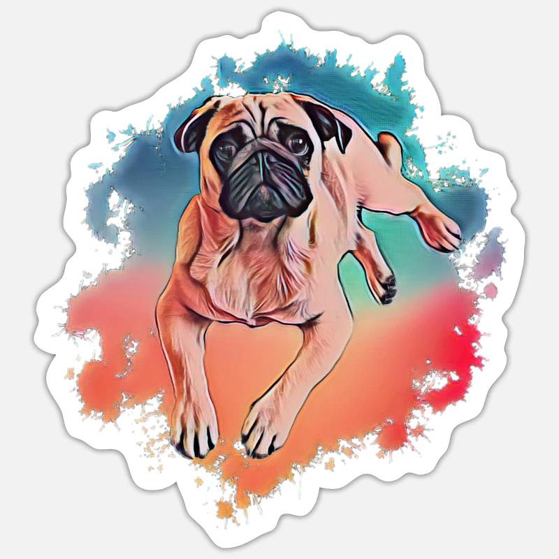 Mops Sticker Größe S (10 x 10 cm)