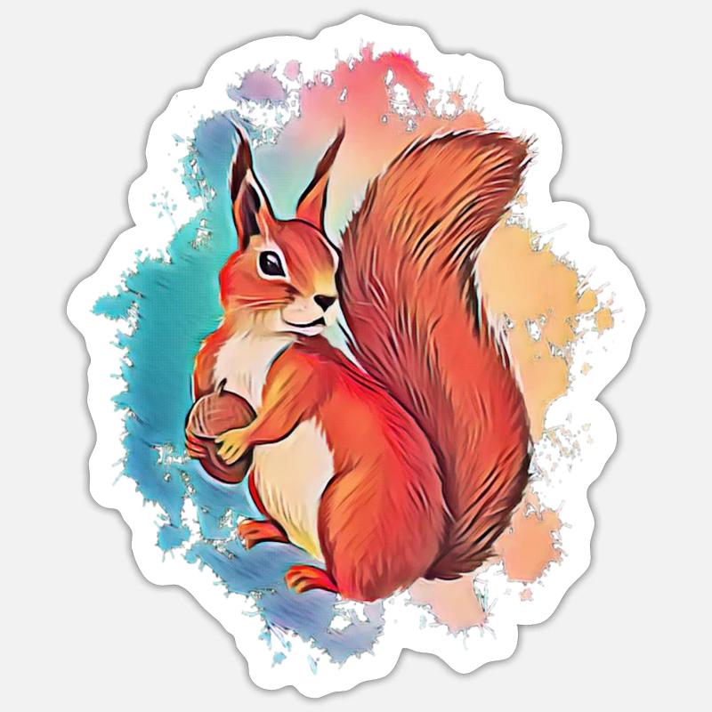 Eichhörnchen - Sticker Größe S (10 x 10 cm) - Mattweiß