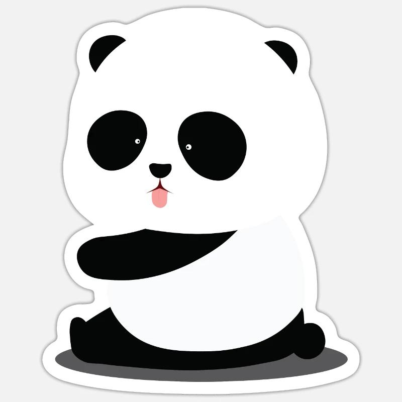 Panda mignon - Sticker taille S (10 x 10 cm) - blanc mat