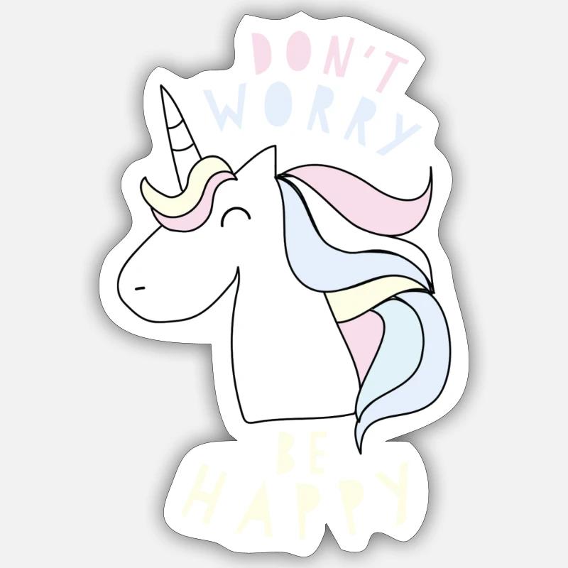 Fröhliches Einhorn Geschenkidee - Sticker Größe S (10 x 10 cm) - Mattweiß