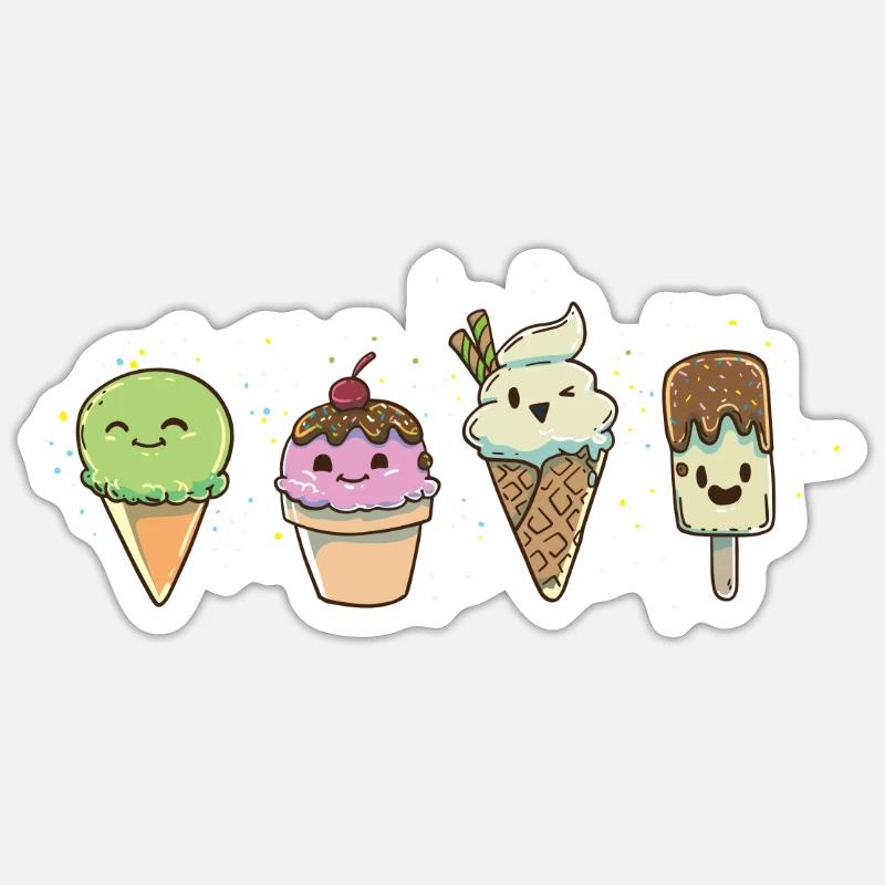 Eis Eisdiele Eiscafe - Sticker Größe S (10 x 10 cm) - Mattweiß