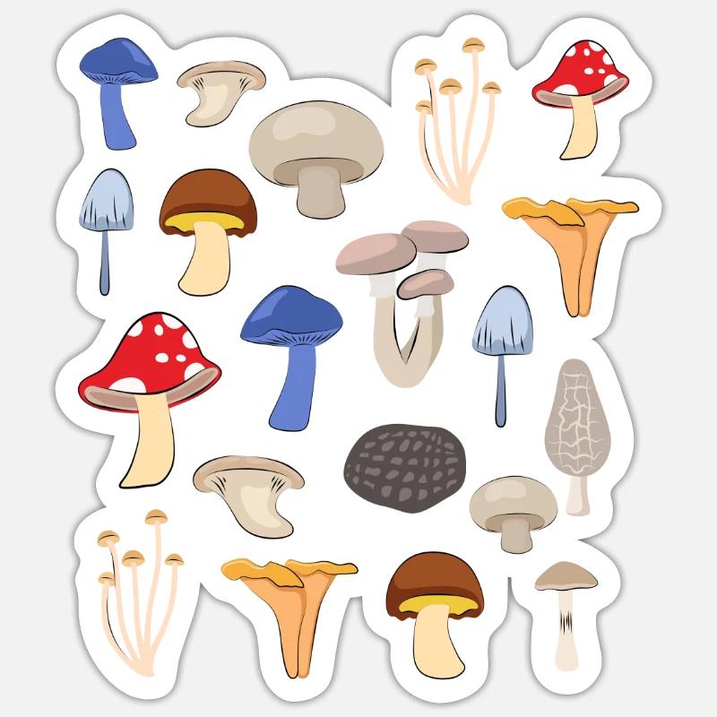 Conception d'espèces de champignons pour un cueilleur de champignons - Sticker taille S (10 x 10 cm) - blanc mat