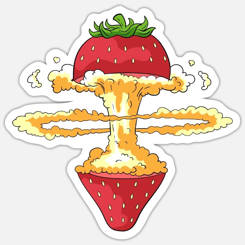 Exploding strawberry - Sticker size S (10 x 10 cm) - white matte