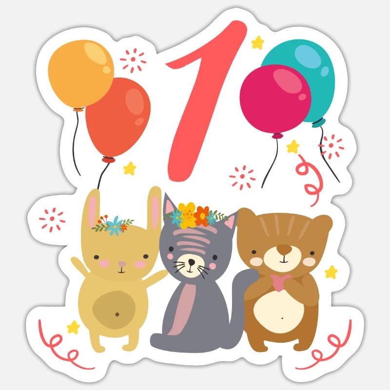 Geburtstagsshirt Erster Geburtstag Junge Mädchen 1 Sticker Größe S (10 x 10 cm)