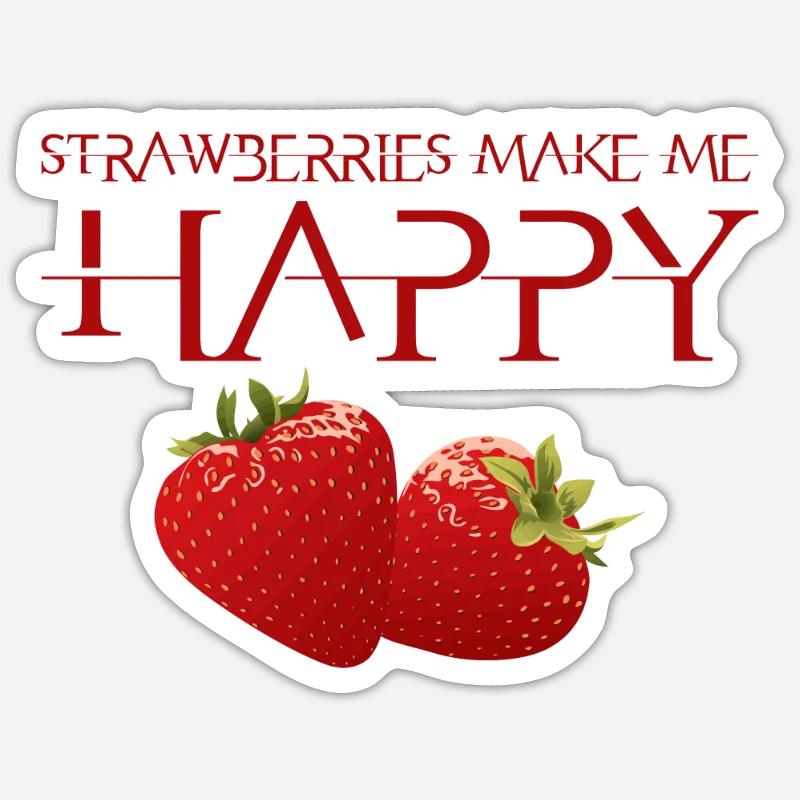 Erdbeere - Sticker Größe S (10 x 10 cm) - Mattweiß