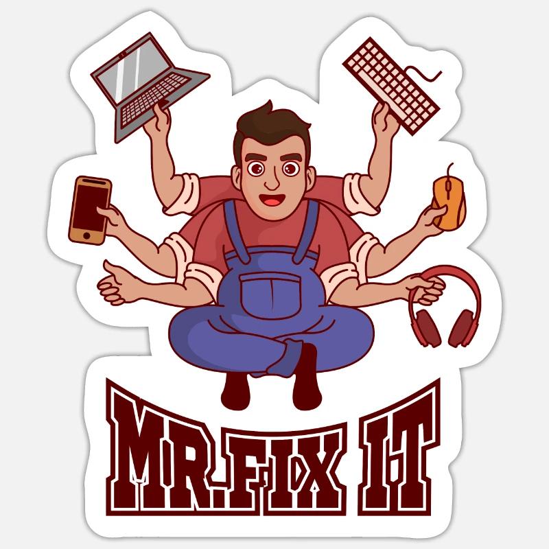 M. Fix IT Admin Exploitation IT Informaticien Sticker taille S (10 x 10 cm)