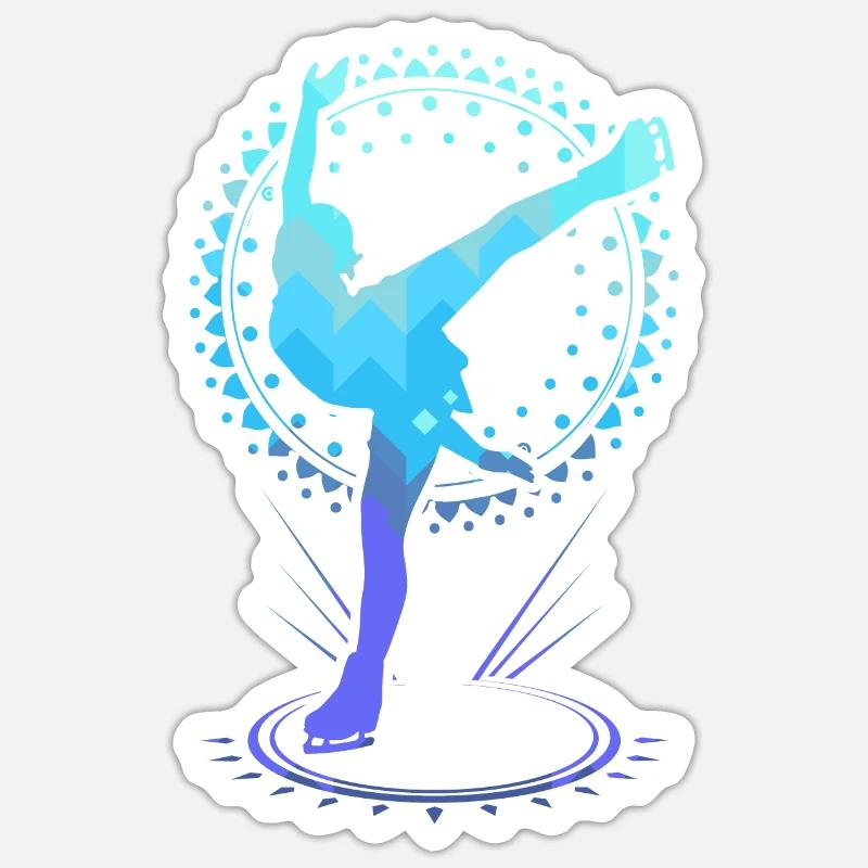Eiskunstlauf Eiskunstläufer Ice Dancing Ice Skate - Sticker Größe S (10 x 10 cm) - Mattweiß