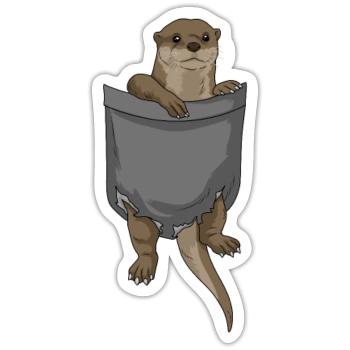 Loutre cadeau femmes laotte de mer Tshirt Hommes Loutre - Sticker taille S (10 x 10 cm) - blanc mat - Devant