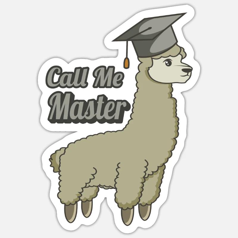 Master Studium Absolvent Uni Alpaka Abschluss Cool Sticker Größe S (10 x 10 cm)