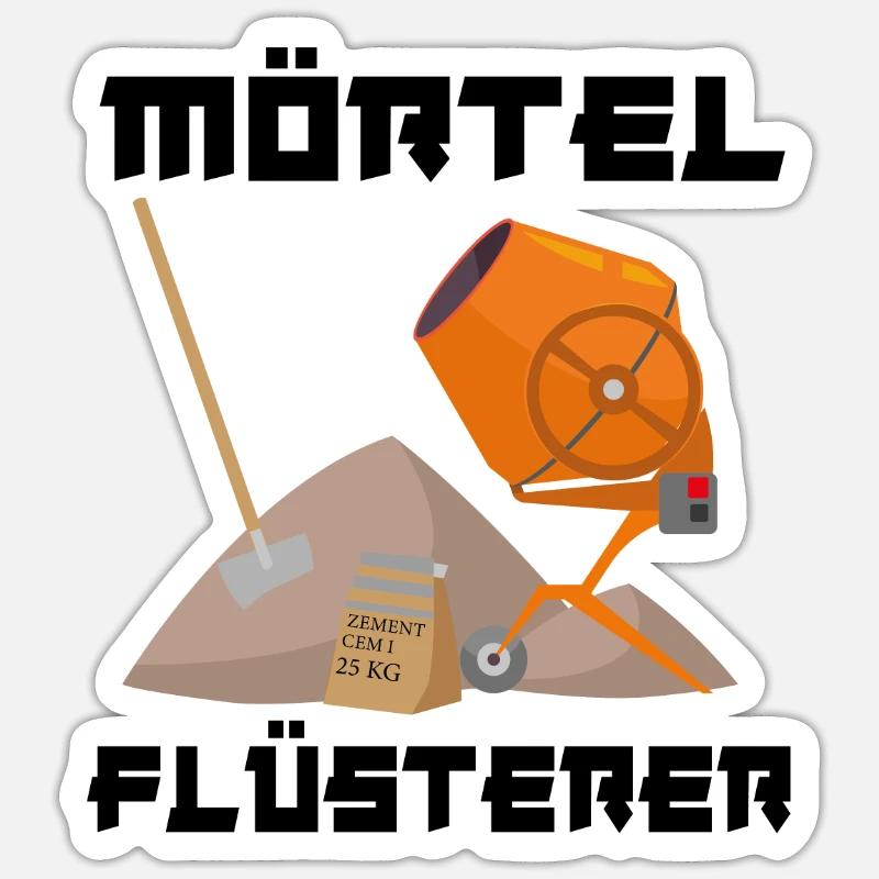 Mörtel Flüsterer Maurer Putzer Estrichleger - Sticker Größe S (10 x 10 cm) - Mattweiß