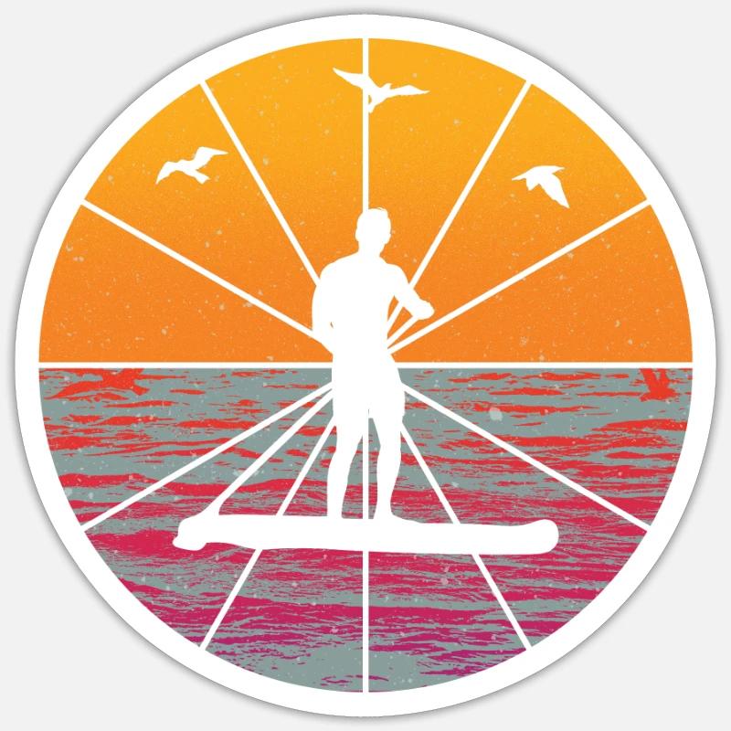 Stand Up Paddle Boarding Stand up paddle et paddle - Sticker taille S (10 x 10 cm) - blanc mat