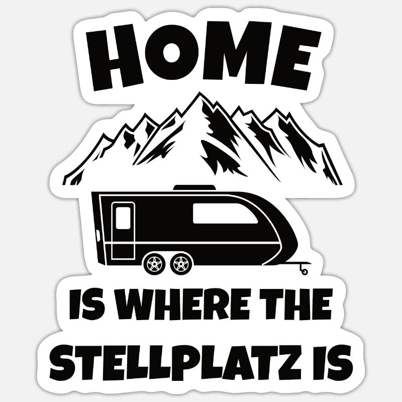 Stellplatz Camping Campingplatz - Sticker Größe S (10 x 10 cm) - Mattweiß