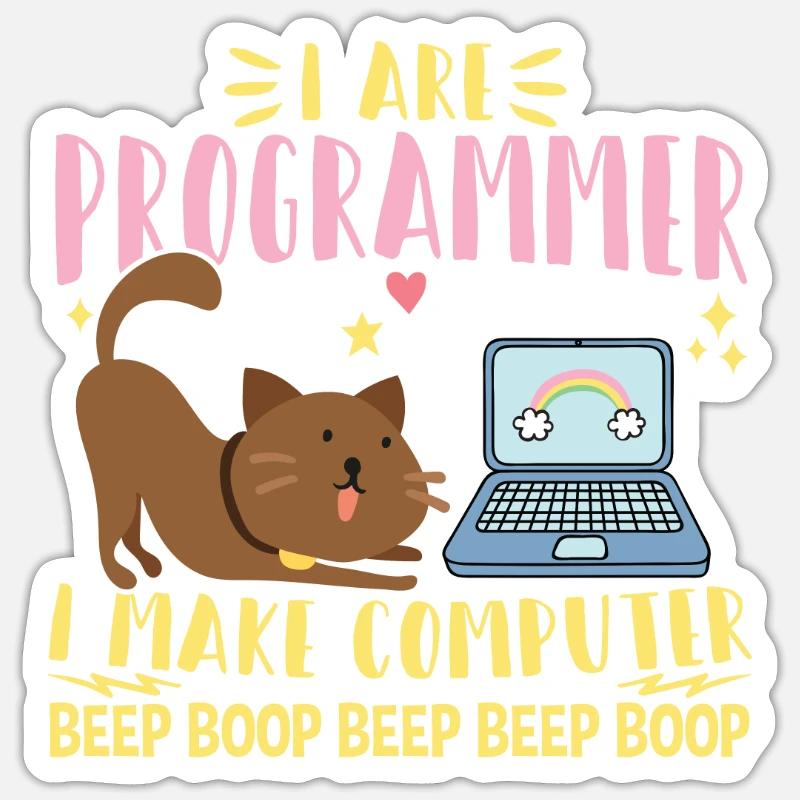 Je suis programmeur Je fais un bip d'ordinateur Sticker taille S (10 x 10 cm)