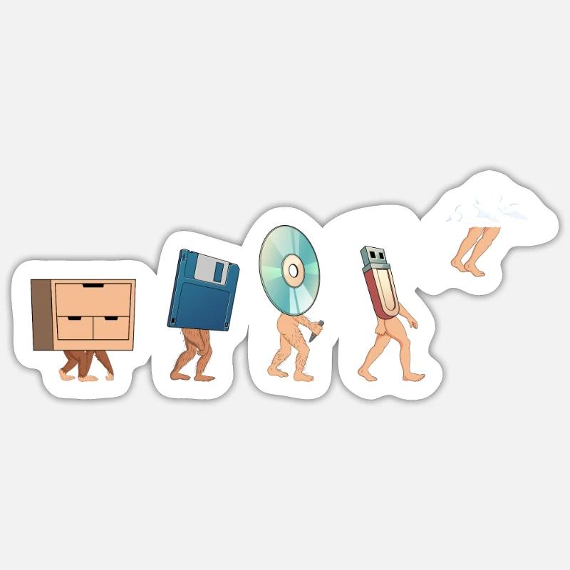 Cloud Computing Evolution - Gift Idea for Nerd - Sticker size S (10 x 10 cm) - white matte