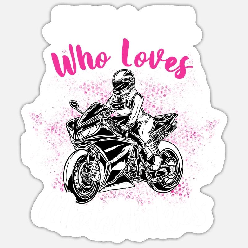 Coole Motorrad Braut Mädchen Geschenkidee - Sticker Größe S (10 x 10 cm) - Mattweiß