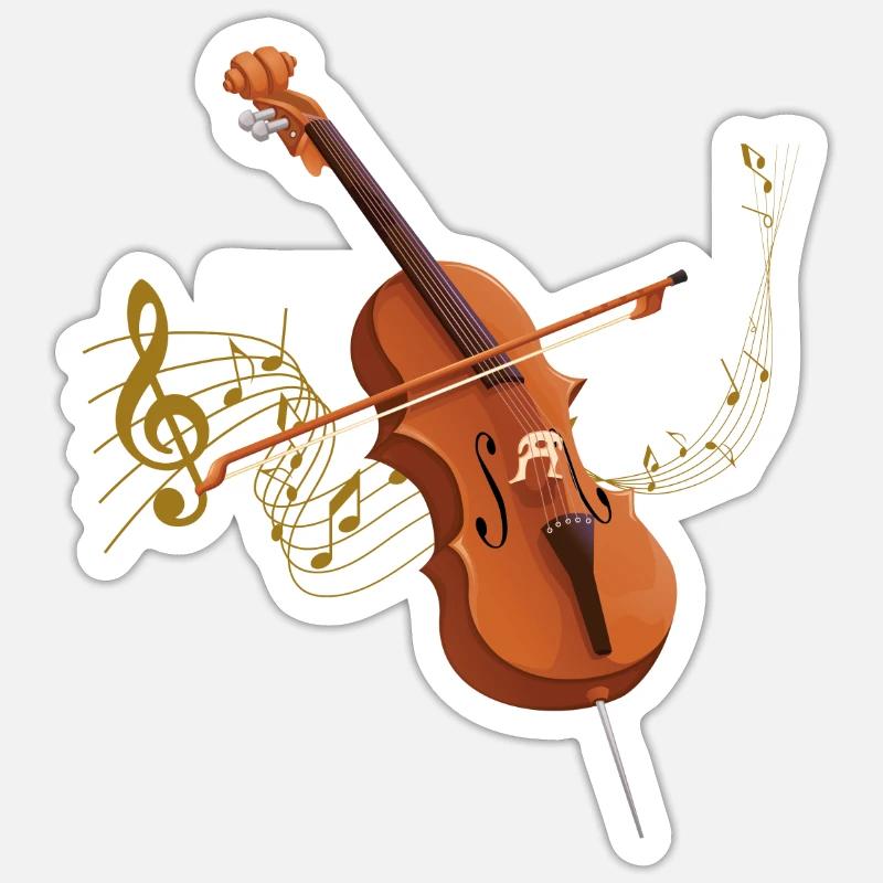 violoncelle - Sticker taille S (10 x 10 cm) - blanc mat