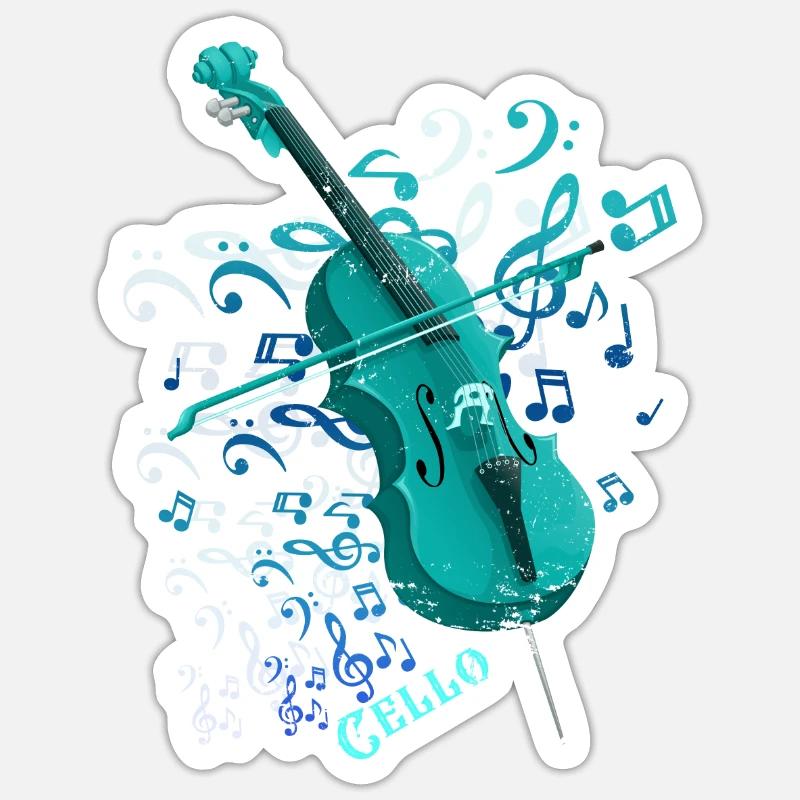 Violon violoncelle Sticker taille S (10 x 10 cm)