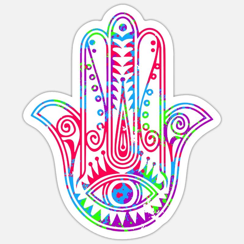 Hamsa main de Fatima - Sticker taille S (10 x 10 cm) - blanc mat