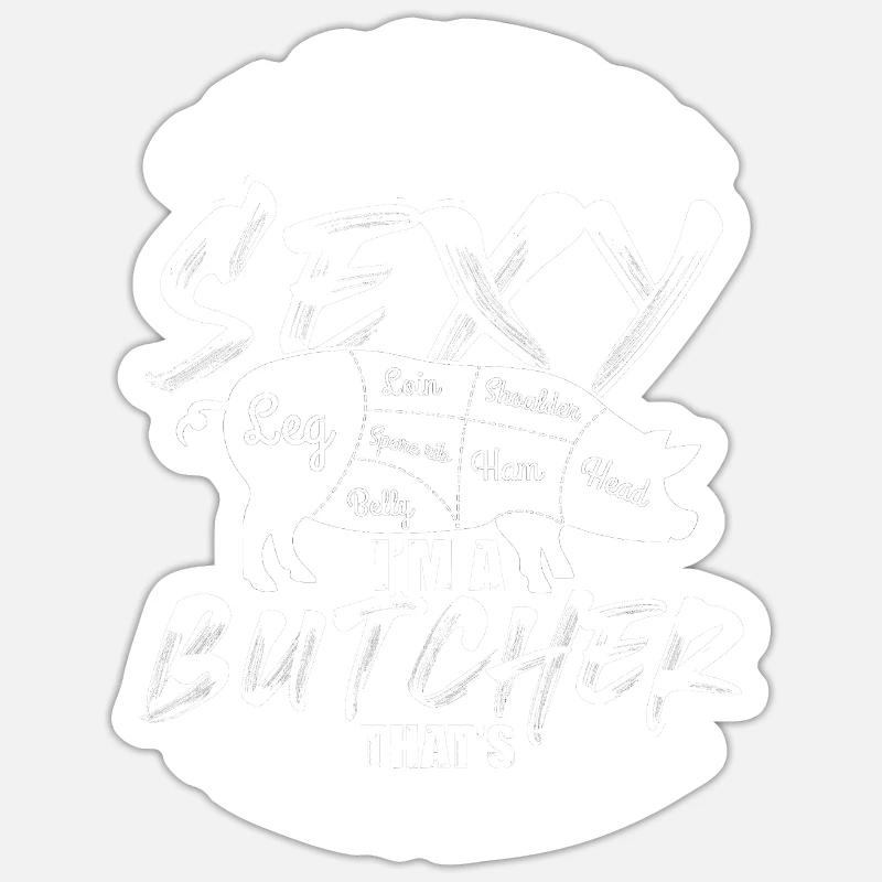 Metzger Fleisch Schlachter Wurst Geschenk - Sticker Größe S (10 x 10 cm) - Mattweiß