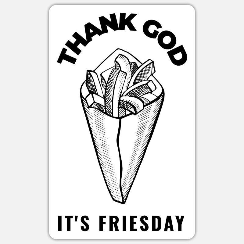 Snackbar-skjorte Gudskelov, det er fredag Sticker størrelse S (10 x 10 cm)