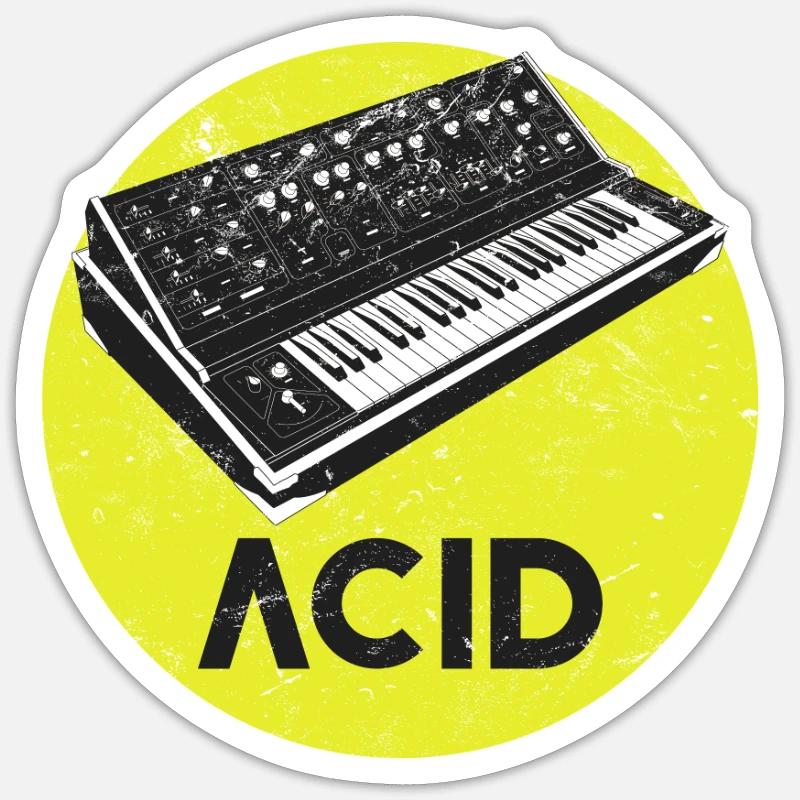 Retro Synthesizer Acid Techno House Analog - Sticker size S (10 x 10 cm) - white matte