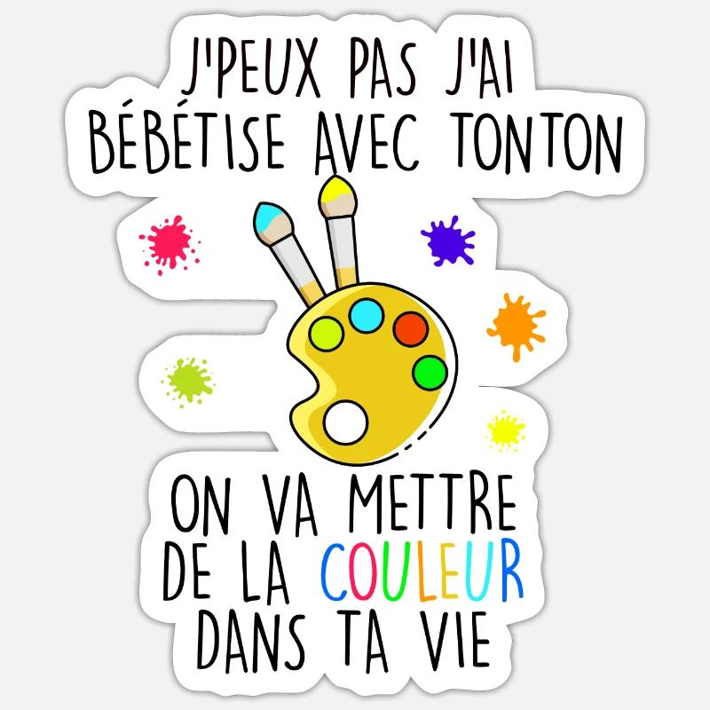 Bébé et tonton - Sticker taille S (10 x 10 cm) - blanc mat