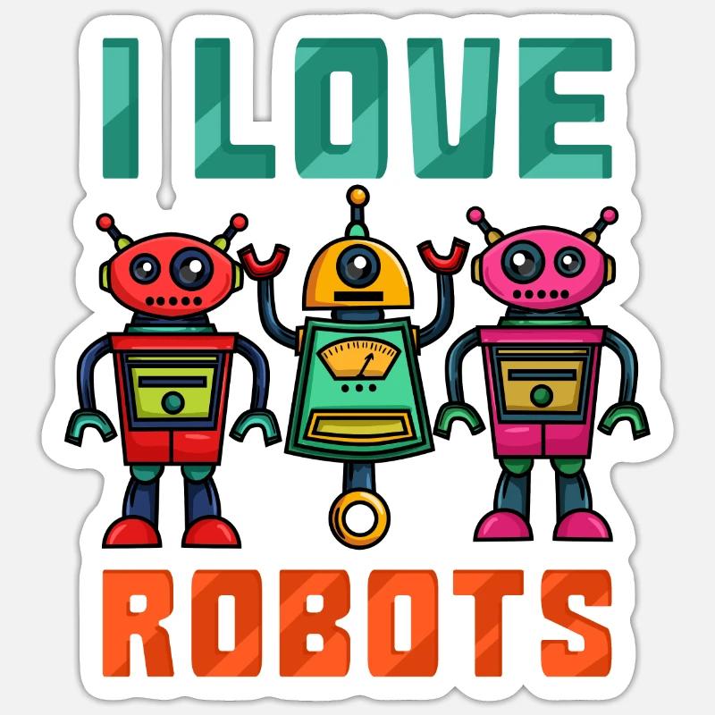 Roboter Robot - Sticker size S (10 x 10 cm) - white matte
