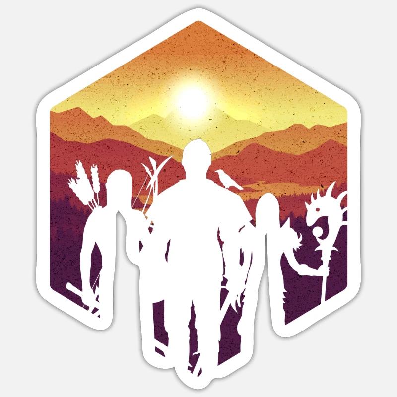 Cool fantasy D20 dice groups silhouette RPG - Sticker size S (10 x 10 cm) - white matte