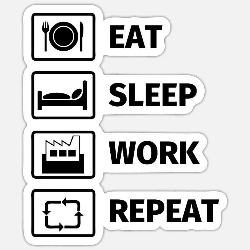 EAT SLEEP WORK REPEAT Sticker size S (10 x 10 cm)