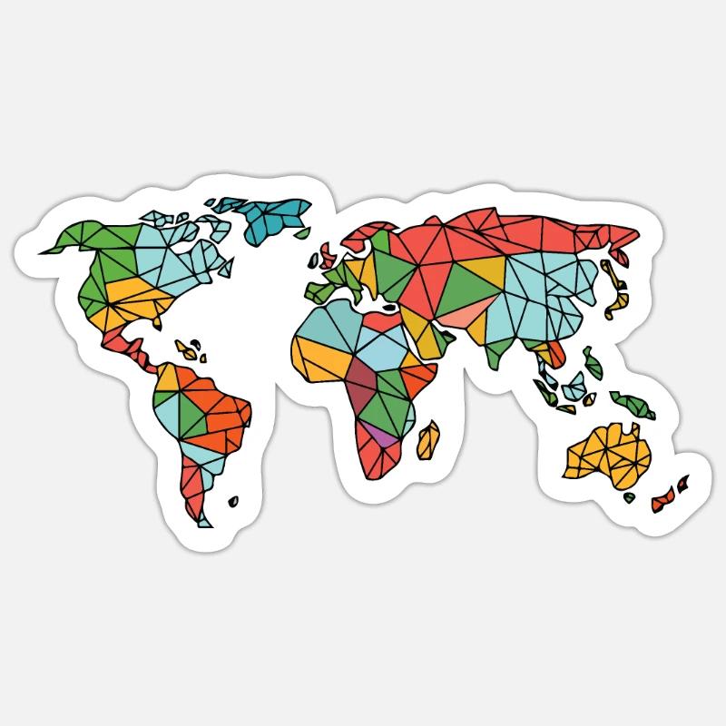 colorized world map Sticker size S (10 x 10 cm)