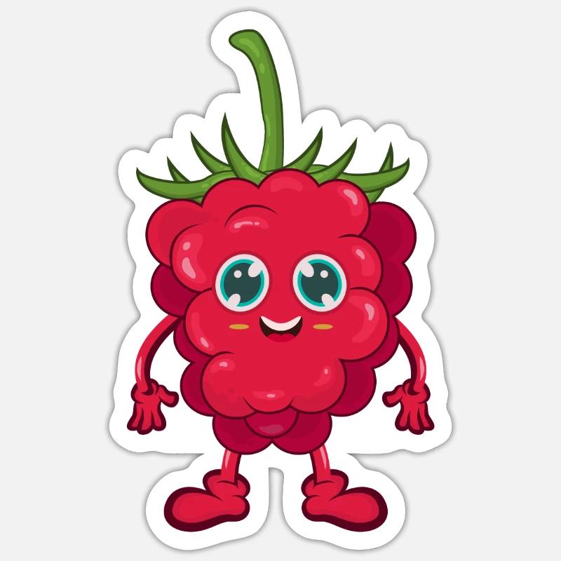 Framboise - Sticker taille S (10 x 10 cm) - blanc mat
