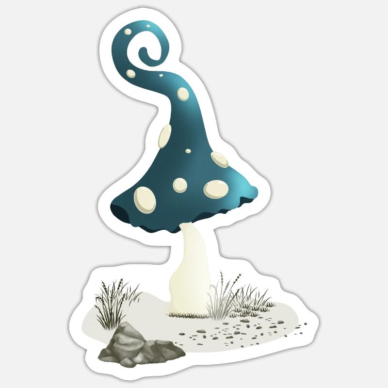 Magic mushroom with pixie cap - Sticker size S (10 x 10 cm) - white matte