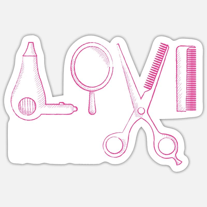 Coiffeur coiffeur coiffeur - Sticker taille S (10 x 10 cm) - blanc mat