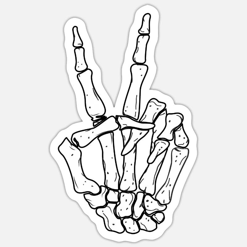 Skeleton hand Viktory - Sticker size S (10 x 10 cm) - white matte