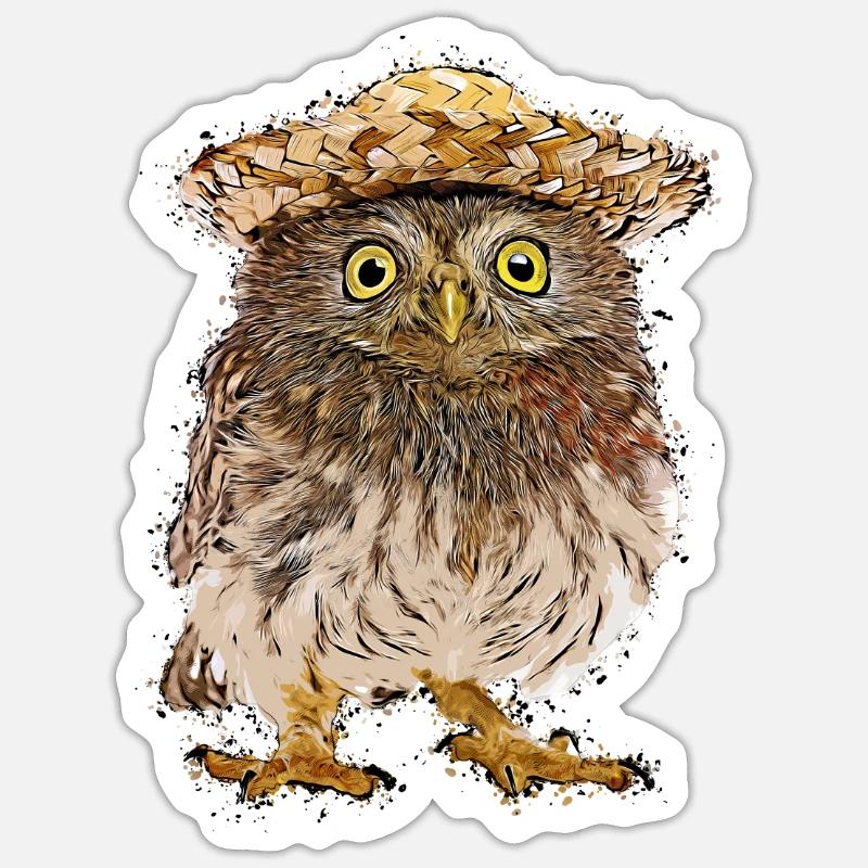 süßes owl uhu eule Vogel kautz Geschenk - Sticker Größe S (10 x 10 cm) - Mattweiß